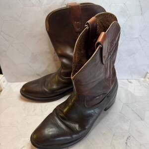BILTRITE Boot Georgia Men Sz 9 D Brown Leather Pull-on Western Mid Calf
